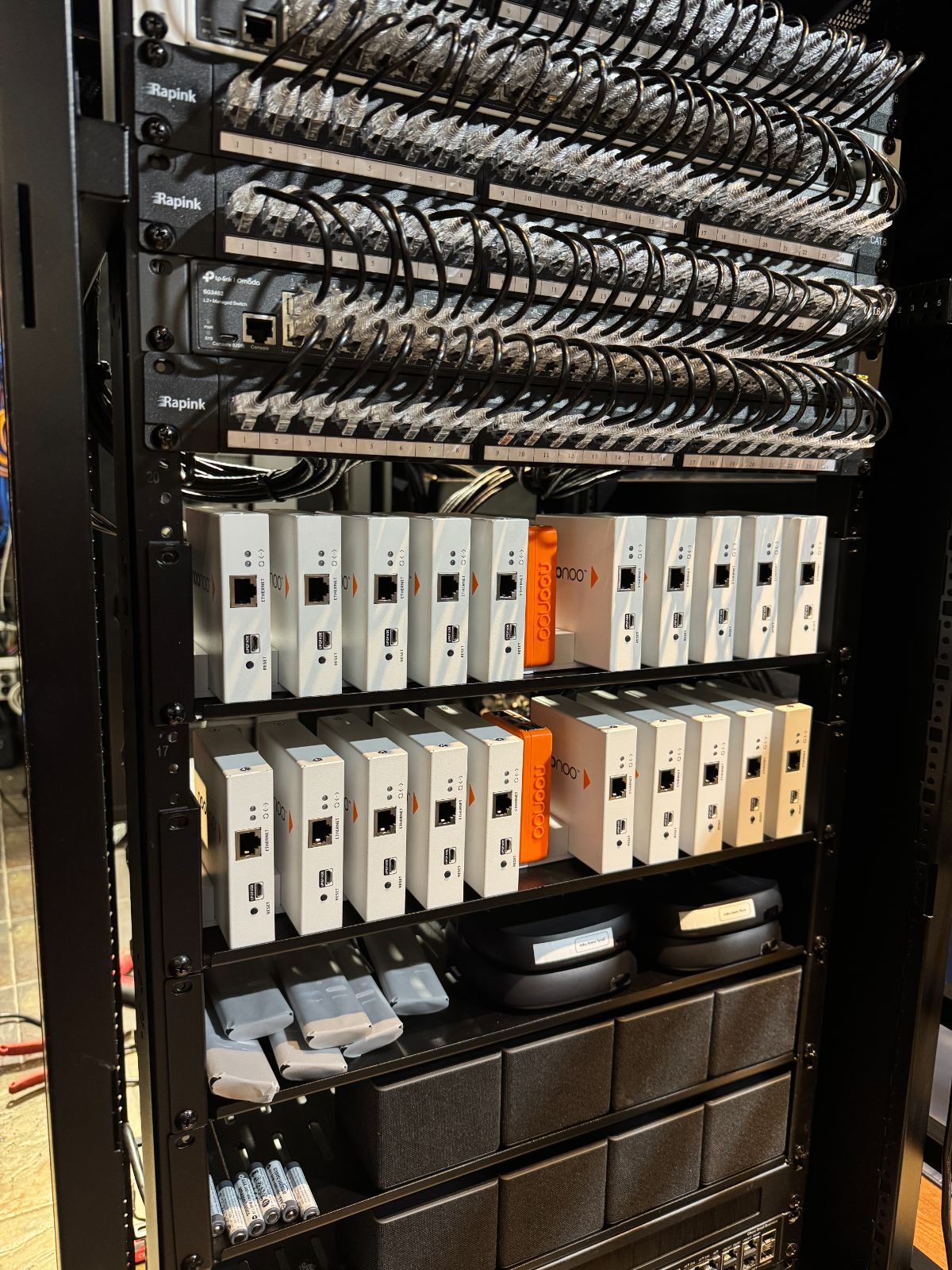 The rear of the rack, every run dressed and terminated
